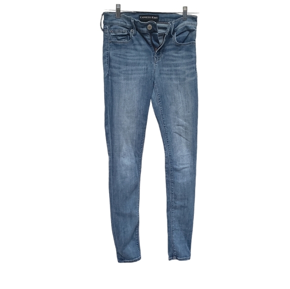 Express Denim - Womens Express Blue Jeans Denim Legging Midrise 2R Skinny
